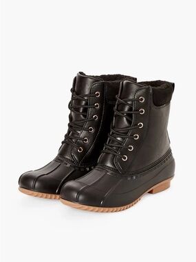 Women’s Black Lace-Up Waterproof Boots Winter Boots Rain Boots